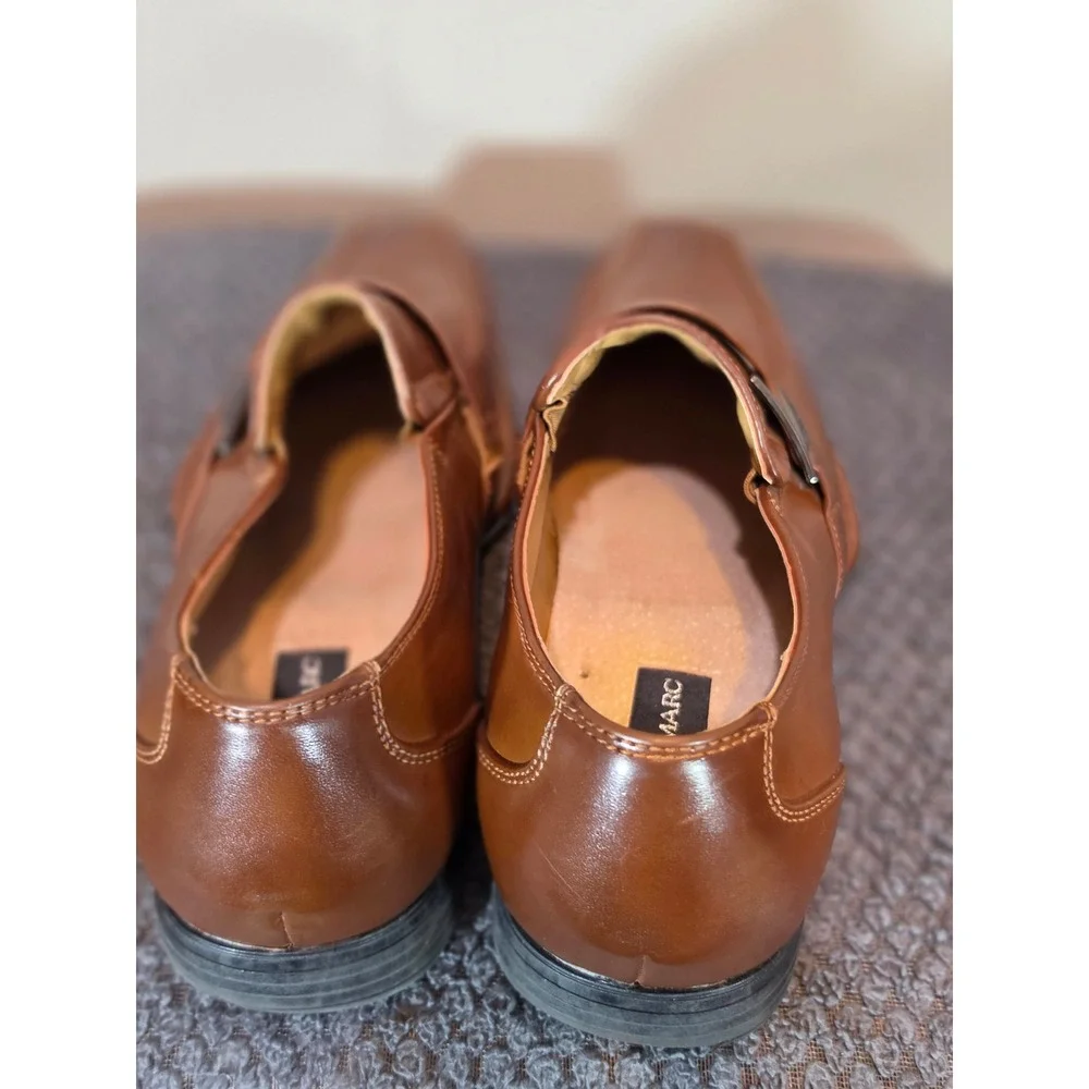 Marc Giorgio-3 Mens Brown Square Toe Slip On Loafers Dress Shoes Size 11